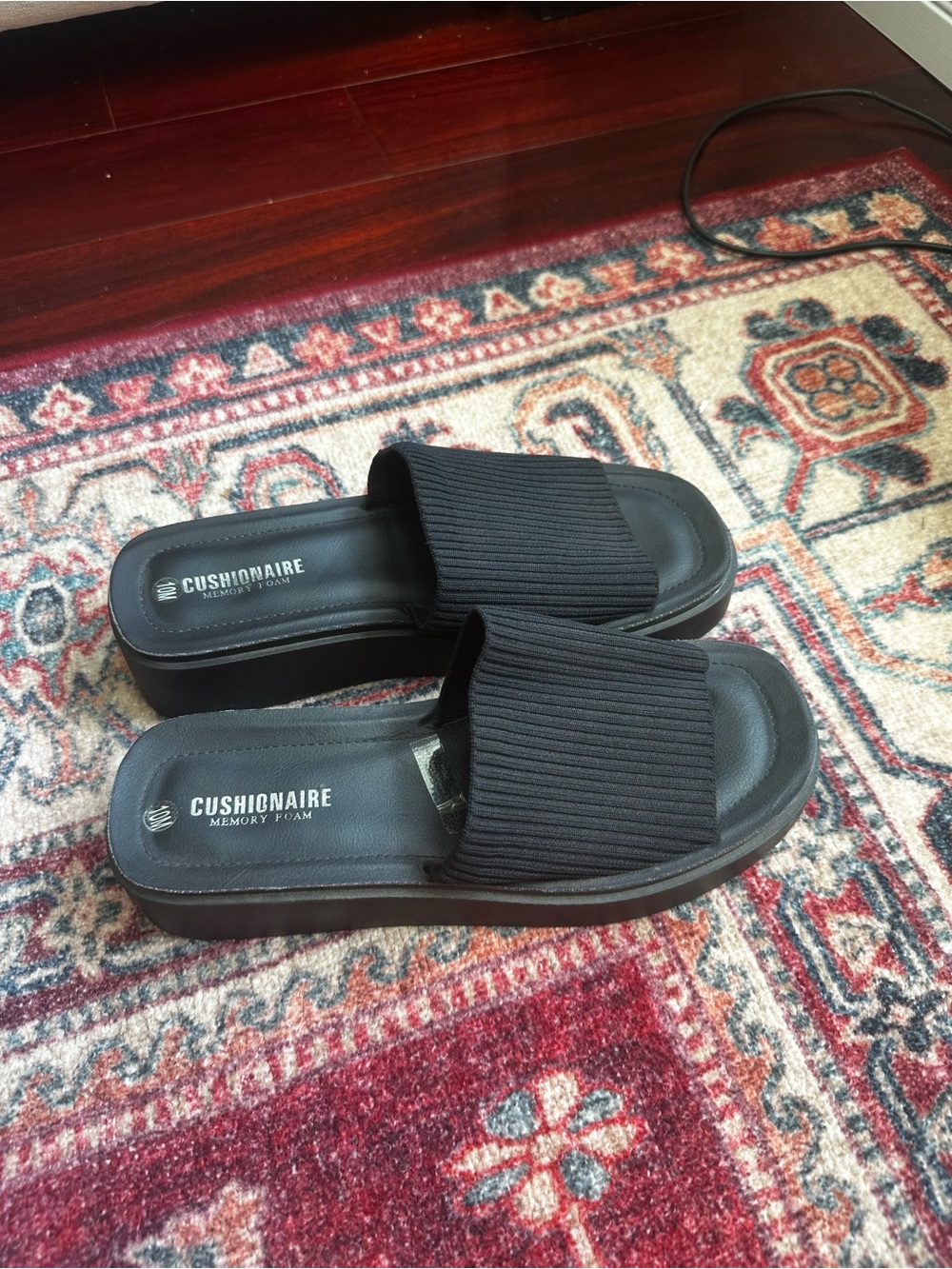 Black Memory Foam Slide Sandals for Men